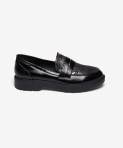 Les Petites Bombes Femme Chaussures Mocassins Croco Jioa | Noir & Argent Snake
