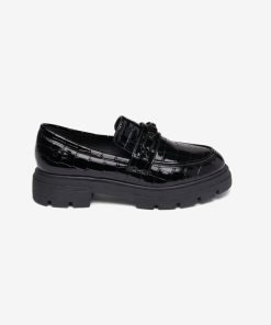 Les Petites Bombes Femme Chaussures Derbies Noir Croco Matea | Noir Croco