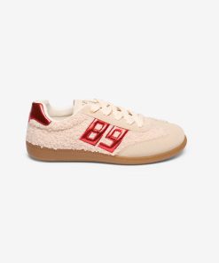 Les Petites Bombes Femme Chaussures Baskets 89 Sherpa Maelle | Beige & Rouge Metal
