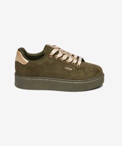 Les Petites Bombes Femme Chaussures Baskets En Suedine Manon | Kaki Suedine