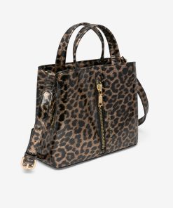 Les Petites Bombes Femme Sac A Main Verni Galia | Print Leopard Dore