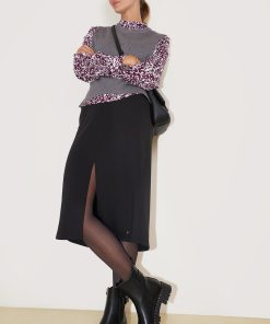 Les Petites Bombes Femme Men's Jupe Mi Longue Fendue Malissa | Noir