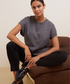 Les Petites Bombes Femme Men's Pull Raye Manches Courtes Jelila | Anthracite Rayures