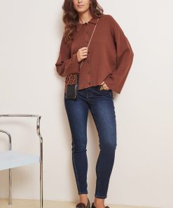 Les Petites Bombes Femme Men's Gilet Col Chemise Melia | Choco