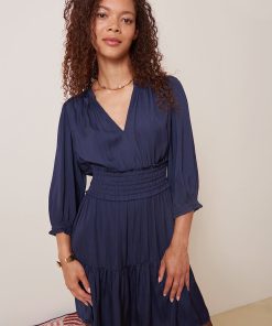 Les Petites Bombes Femme Men's Robe Courte Smockee Marguerite | Marine